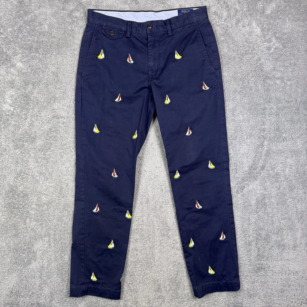 Ralph Lauren Pants Men 30x30 Polo Chino 7oz Twill Brushed Trouser Yacht Sailboat